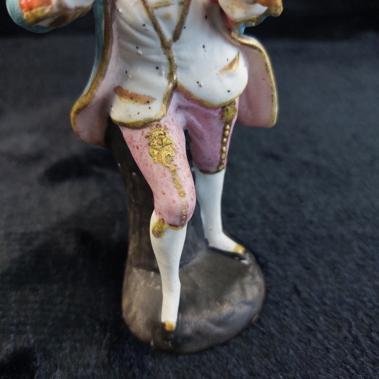 Antique Figurine Porcelain Violinist Rococo Style 5.5" Gold Trim home decor5