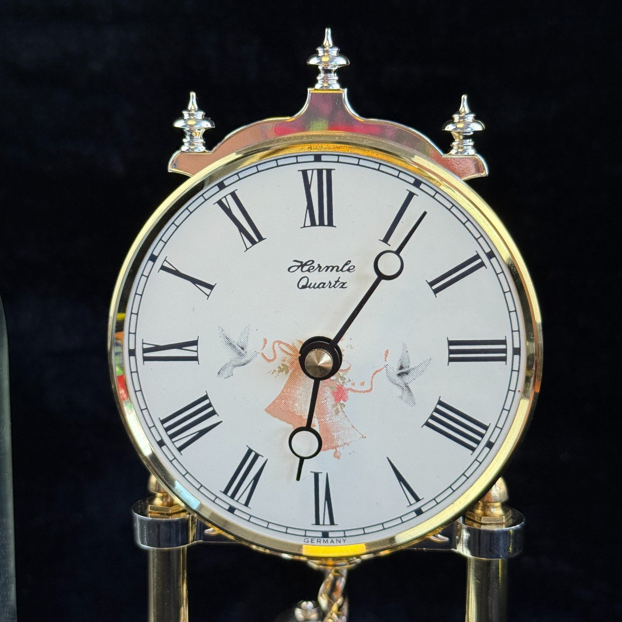 Stunning Hermle Anniversary Quartz Gold color Clock made in Germany Collectable4