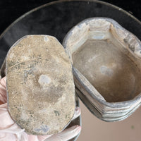 Thumbnail for Antique 19th Century Stone Trinket Box Red Floral Relief Lid 5