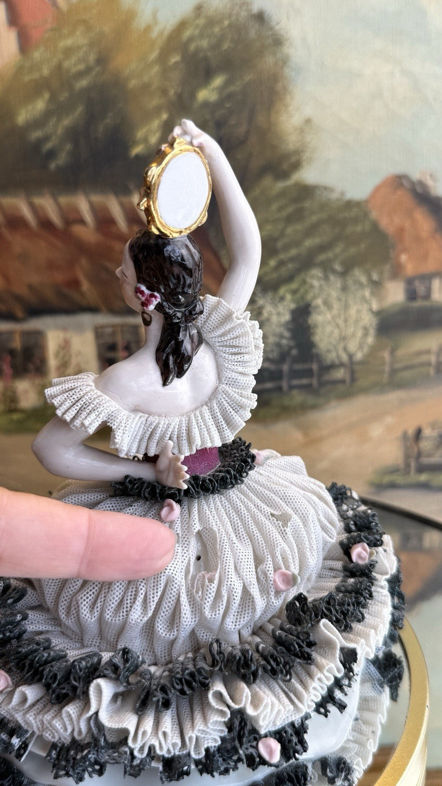 Very Dresden rare Lace Porcelain Dancer Figurine marked ART Germany see the pic4