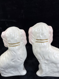 Thumbnail for Antique Staffordshire Porcelain Pink and White  Pair King Charles Spaniel decor6