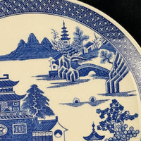 Thumbnail for Spode Mint Danbury Willow Pattern Plates x3 Temple Landscape antique Blue White11