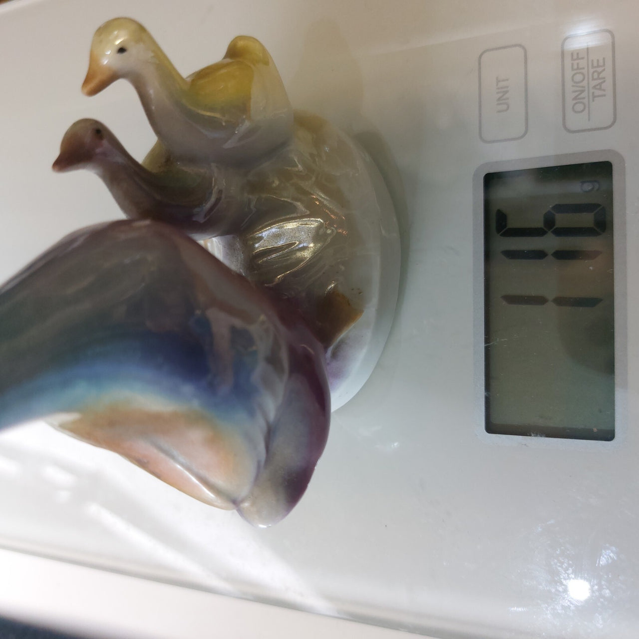 Antique Porcelain Duck Figurine Iridescent Pastel Trio – Foreign Mark 7, 4" Tall11