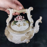 Thumbnail for Rare Capodimonte Italian Porcelain Teapot – Floral Rococo Style Tea Pot gift15