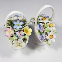 Thumbnail for Royal Doulton St Michael Bone China Flower Baskets Pair England Decor Vtg 10