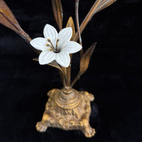 Thumbnail for Italian Style Bronzed Brass Floral Candlestick White Ceramic Flowers gift 40cm2