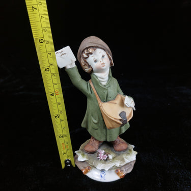 Young Postman with Letter Capodimonte Porcelain Figurine by G. Pezzato Damaged1