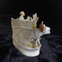 Thumbnail for German Antique Porcelain Girl Oxen Cart Planter – Hand Painted 7
