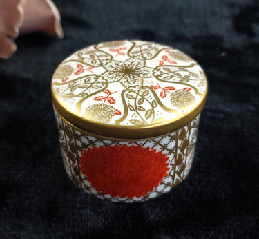 Abbeydale Imperial Good Bone China England Lidded Trinket Box Gold Red  2.5