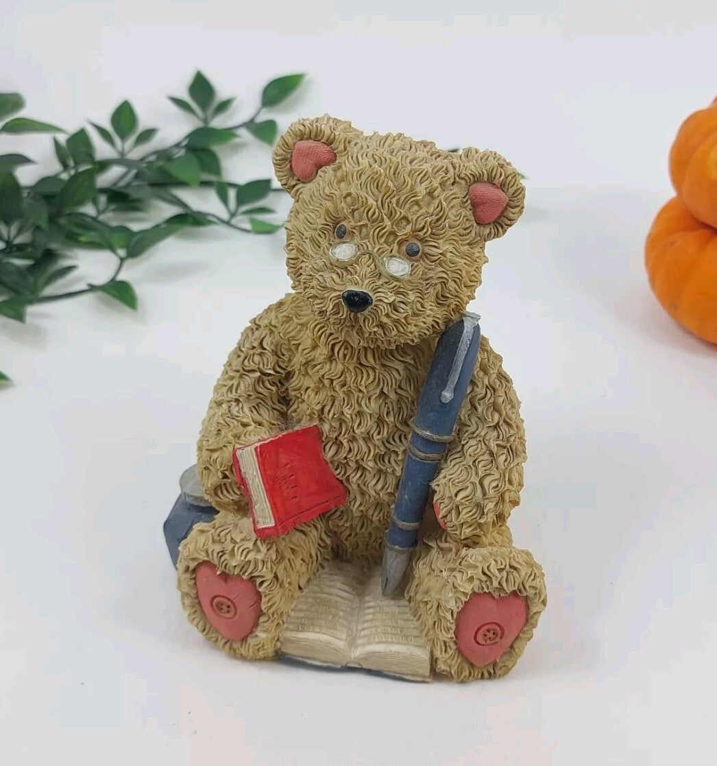 Regency Fine Arts Collectible "The Novelist" Teddy Bear Figurine Ornament 6"10