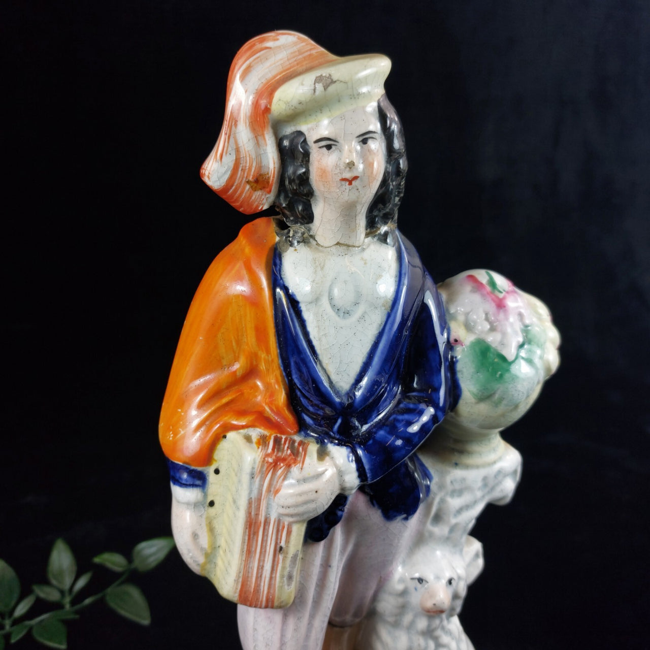 19th Century Royal Antique Staffordshire 11" Porcelain Figurine Man with Dog2