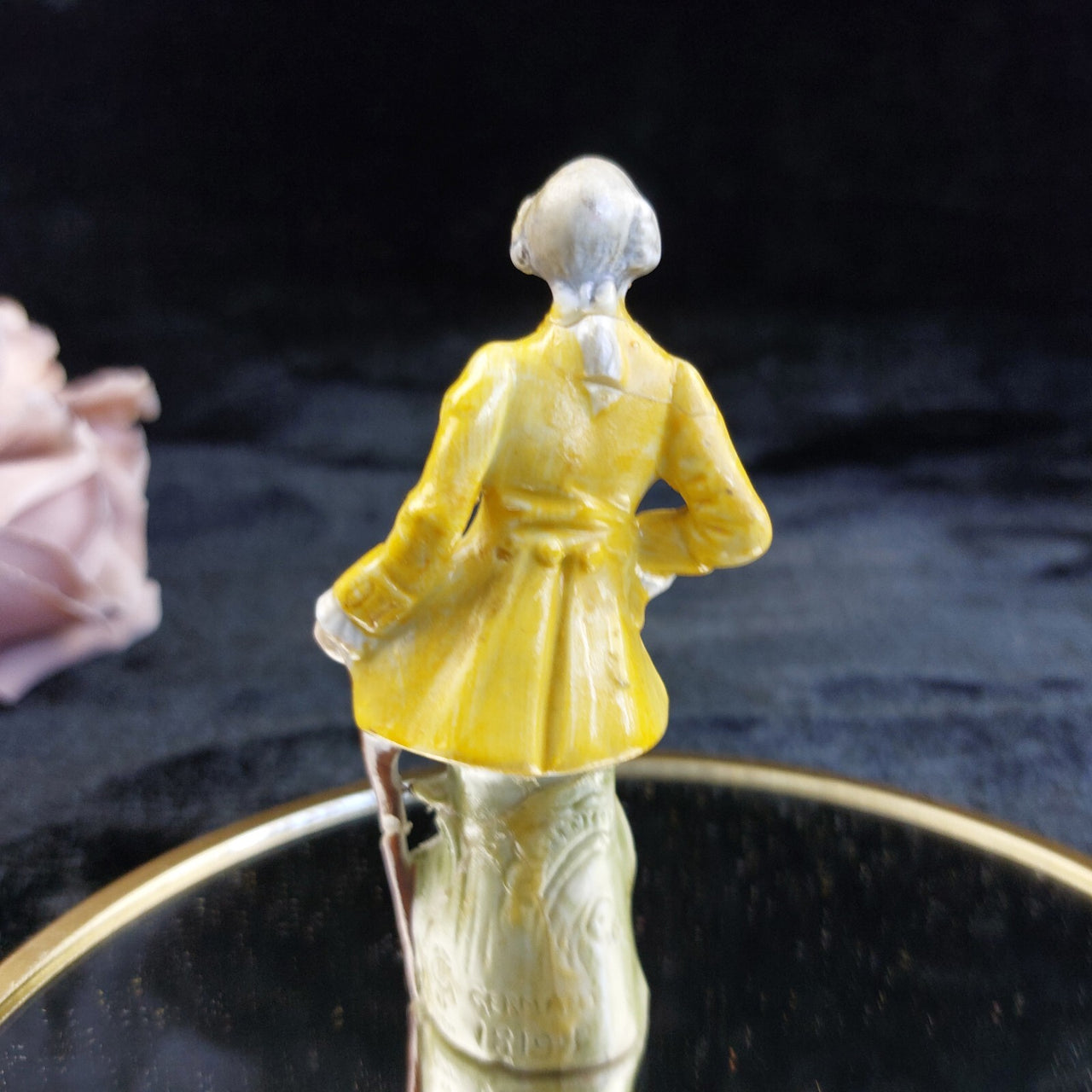 Germany Figurine Porcelain 18198 Yellow Coat Man Antique Repaired Collectable3
