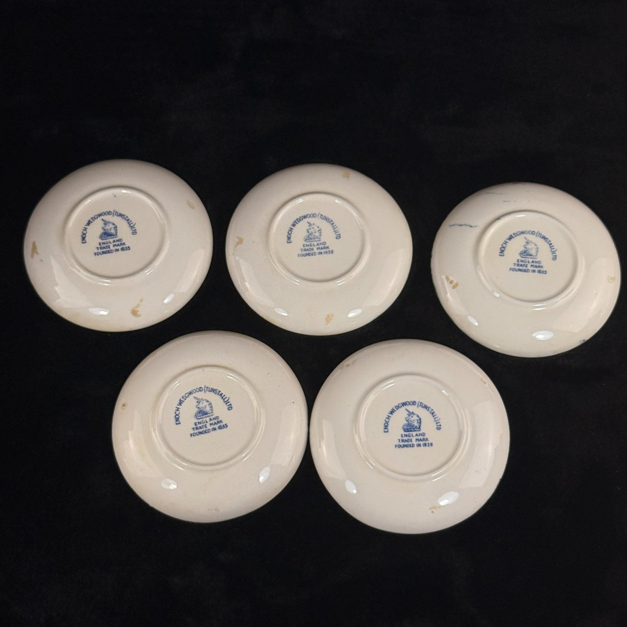 Booths Wedgwood England Blue Transfer Plates Set x5 Gamekeeper Farmer Soldier8