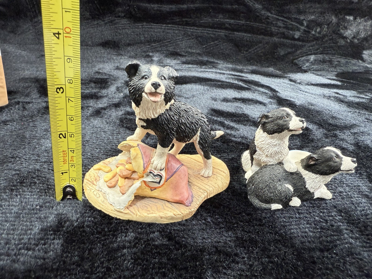 2 Fine Border Arts Dog Figurines "Trouble Ahead" "Future Stars" Collies Resin3