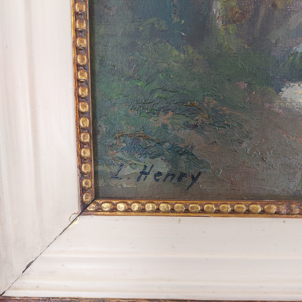 19th L. Century Henry Oil painting Castle Study 44×36cm See Gold Frame Antique.9