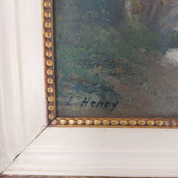 Thumbnail for 19th L. Century Henry Oil painting Castle Study 44×36cm See Gold Frame Antique.9