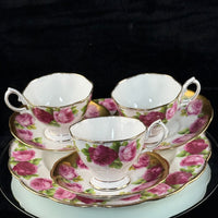 Thumbnail for Royal Albert Pink Rose tea set of 3 &serving plate England stunning 7p tea set 3