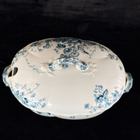 Thumbnail for S.H. & Sons 'Ruby' Blue Transferware Tureen Lidded Floral Dish England 11” Large6