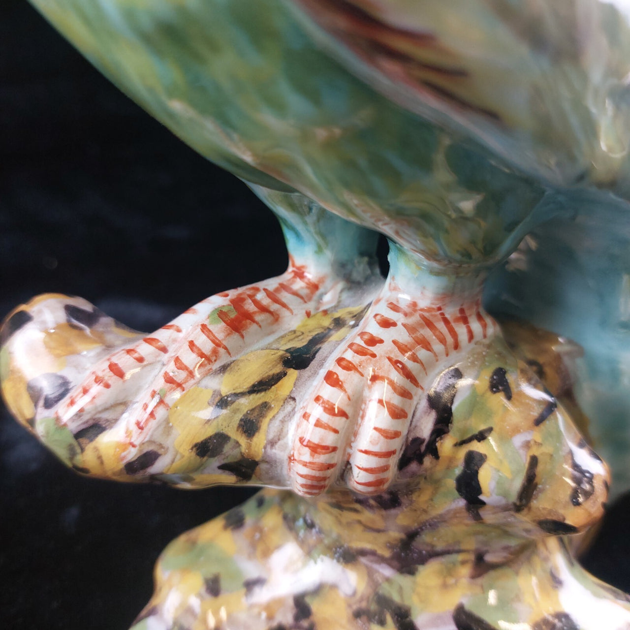 Antique c1890 France Desvres Fourmaintraux Parrot Faience porcelain Cockatoo 10"11