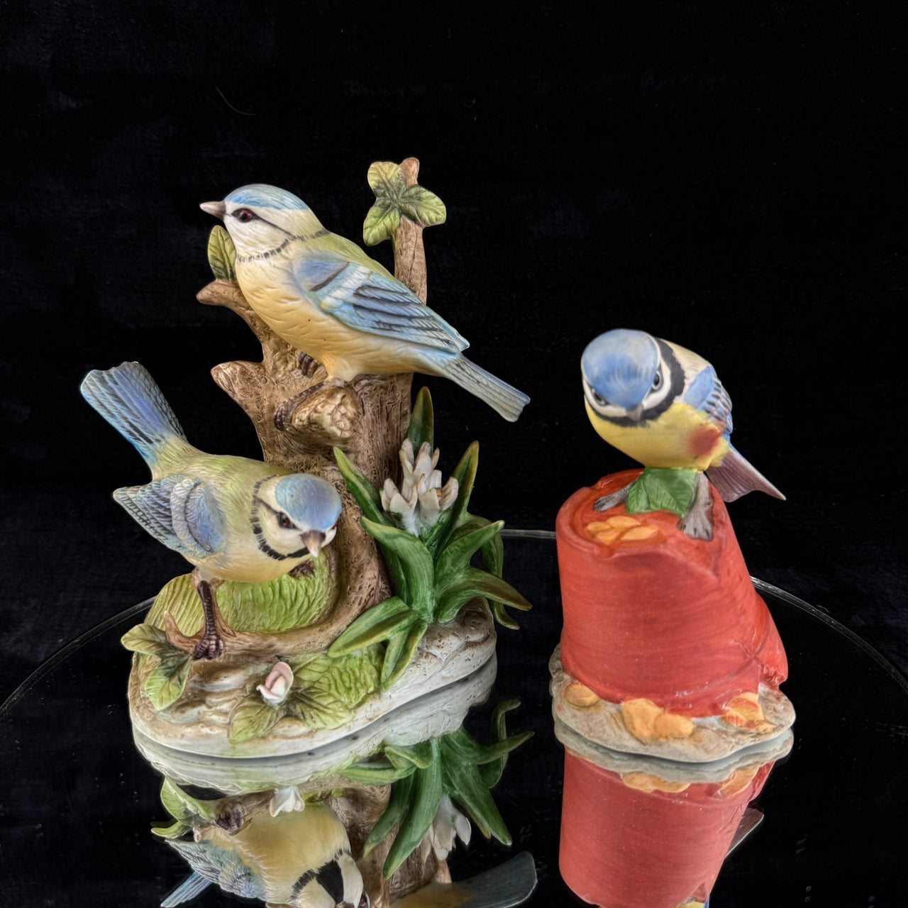 Alfretto Porcelain Tit Blue Bird Figurines Set of 2 Collectors Series 7" Medium.4
