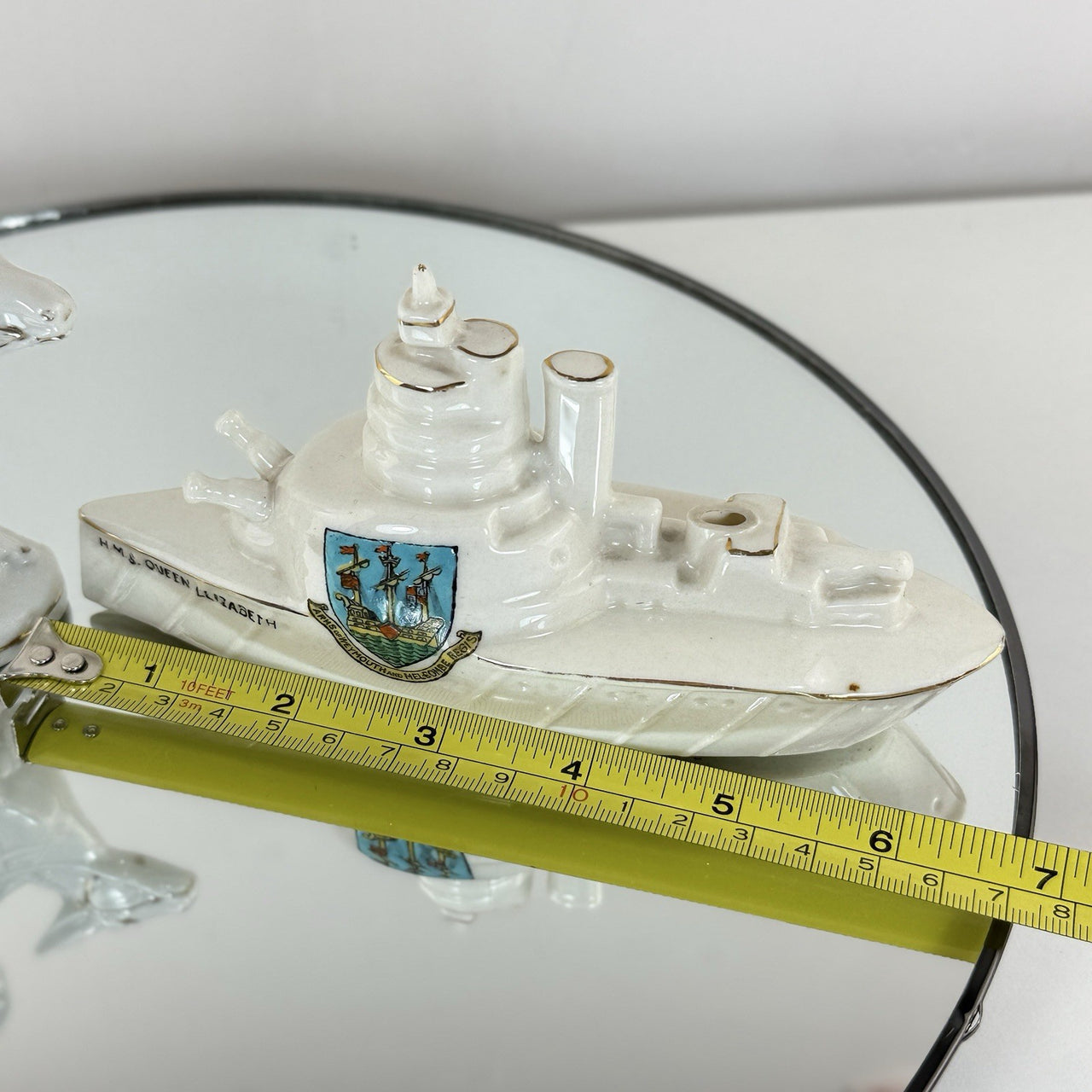 Arcadian Crested China Donkey Figurine HMS Queen Elizabeth White Porcelain12