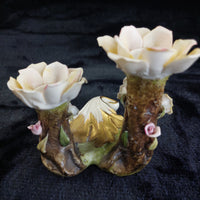 Thumbnail for Beautiful Capodimonte gift decor Double Candle Holder 4.5in Porcelain see pics4
