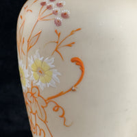 Thumbnail for Antique Vintage Hand Painted Milk Glass Vase Floral Enamel Tall 10” Art Deco Sty5