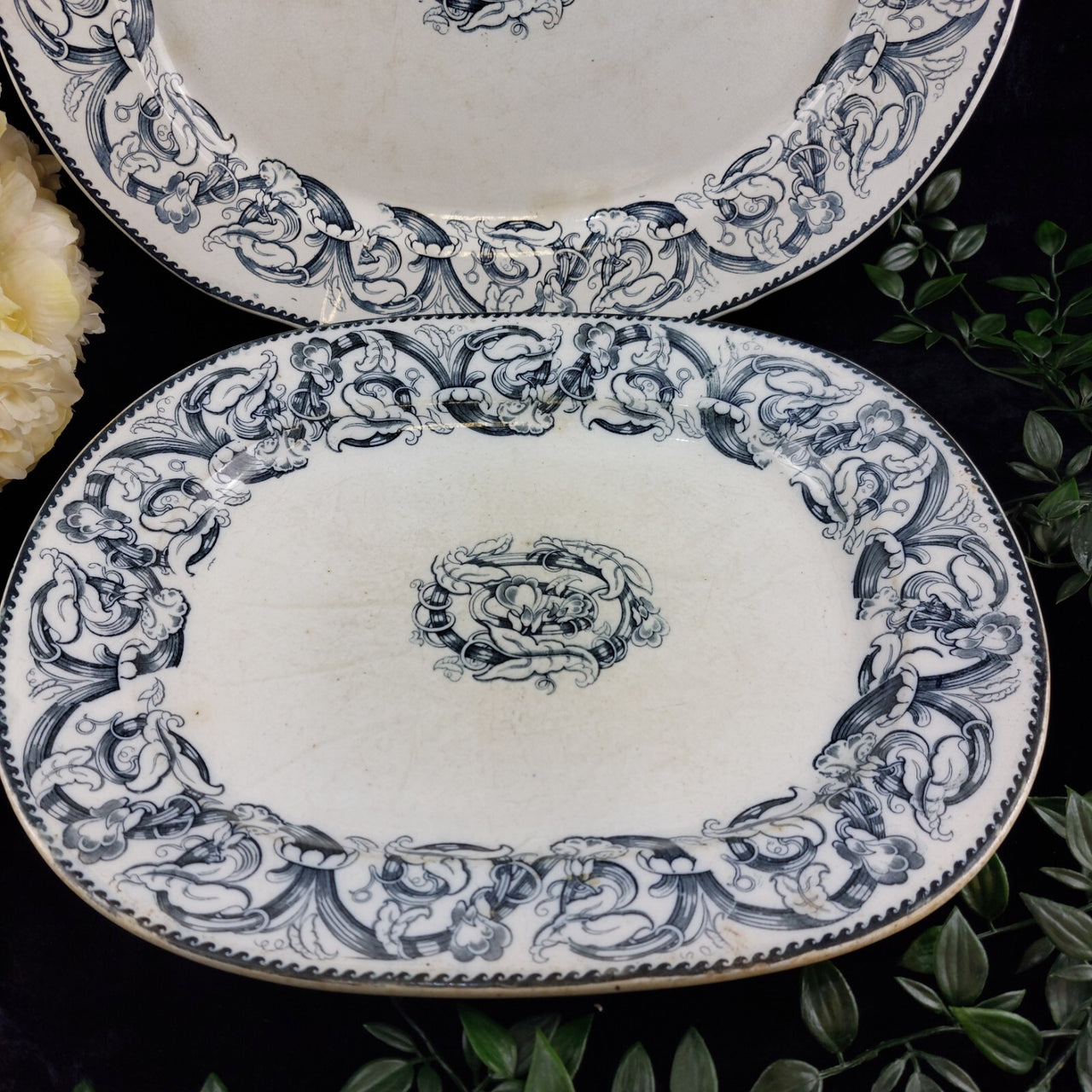 2* Antique large service plates1797-1861 T. Till & Son Wellington Transferware.4