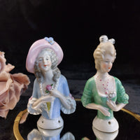 Thumbnail for Germany Half Porcelain Doll Pair Lady Figurines Hand Painted 4.2 in 1006 Vintage0