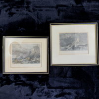 Thumbnail for Antique Hand-Colored Lithographs Dunstanborough Castle & Tynemouth Pair Prints1