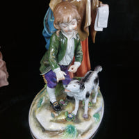 Thumbnail for Volkstedt Figurine Porcelain Woman Child Dog Crown N Mark 30cm/12in German 1489g5