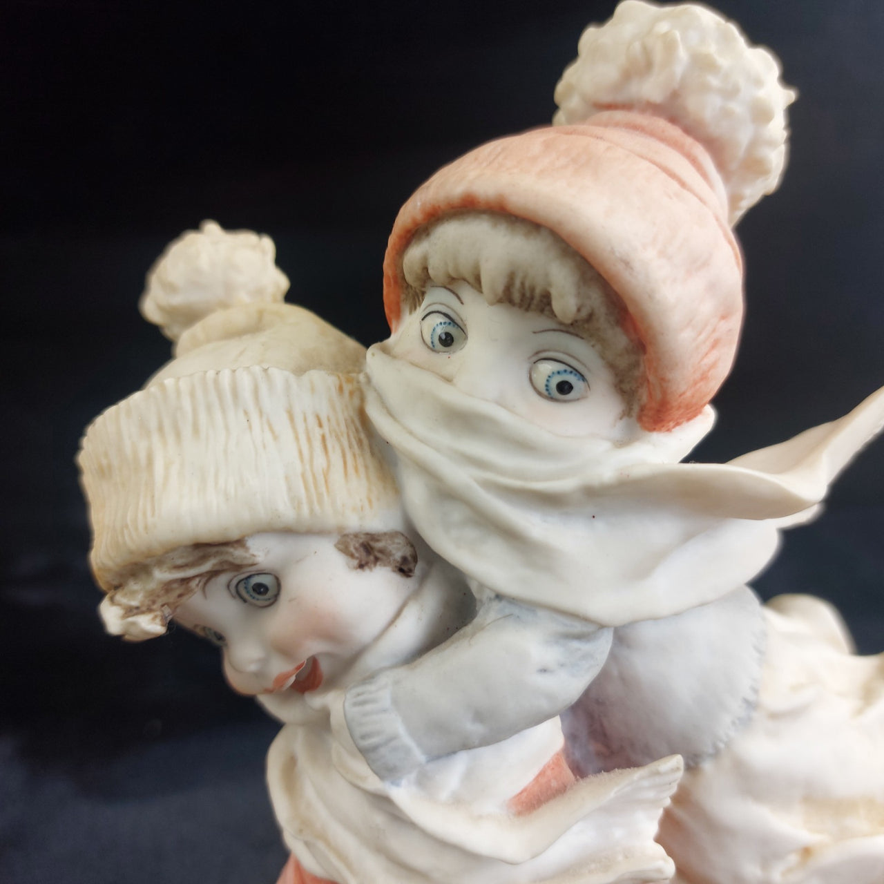 Giuseppe Armani 1992 Florence Children on Sled Figurine Winter Scene Sculp 9".5