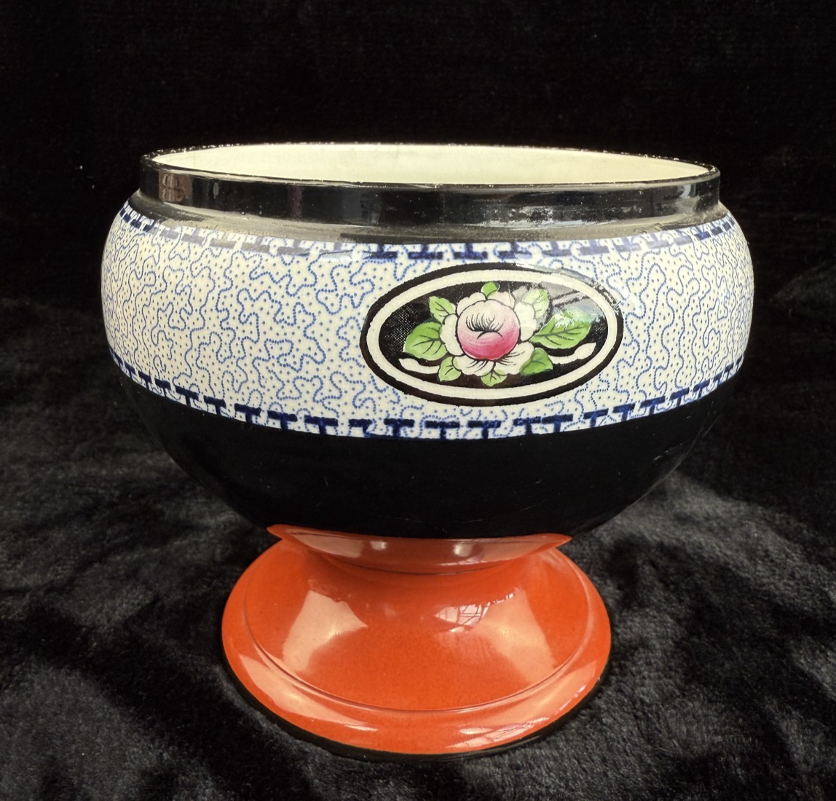 Antique vase S.Hancock & Sons Cimson Ware Burslem England Cache Pot/Bowl onStand0