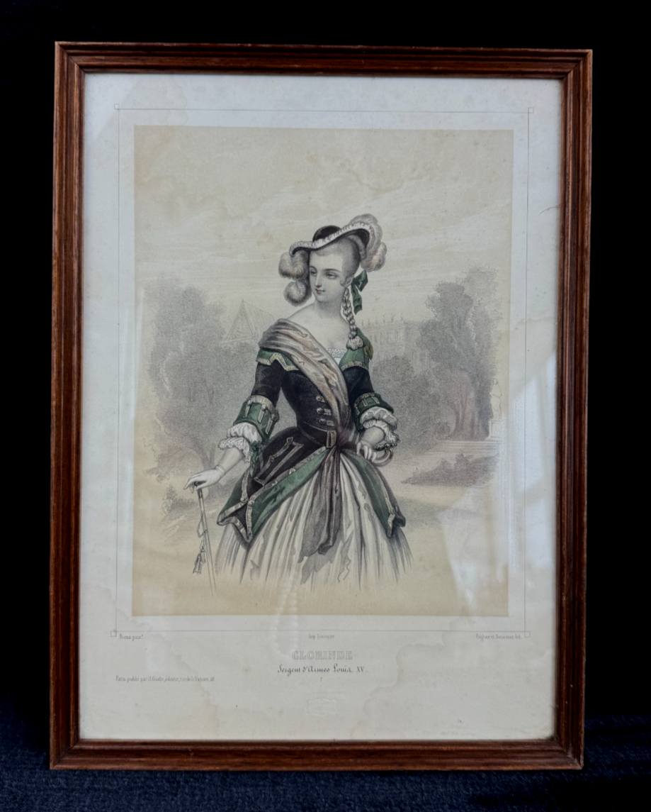 A Touch of French Elegance: Antique Rare "Clorinde" Print by Numa Paper Medium.4