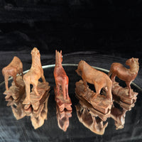 Thumbnail for Vintage Hand Carved Wooden Horse Figurines Set Lot of 5 Rustic Folk Art 3.5”4