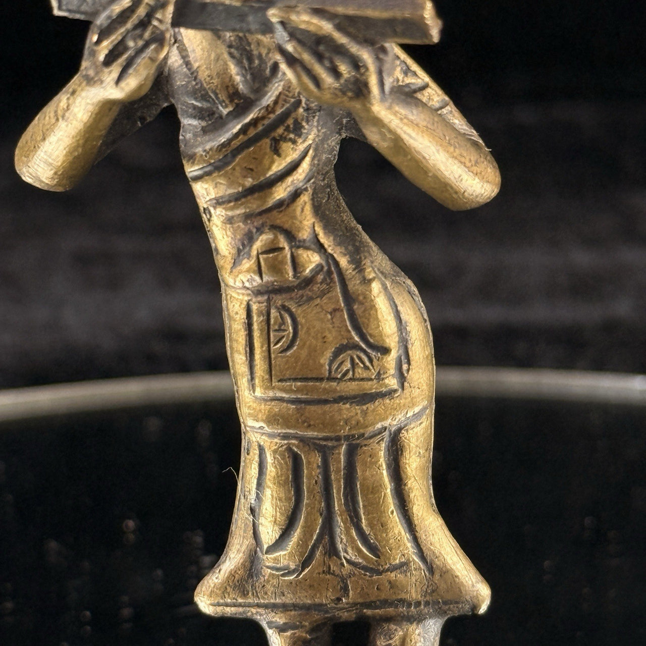 Antique Thai Bronze Dancer Statue Brass Asian Gilt Flute Player Tibetian 4.5” 6