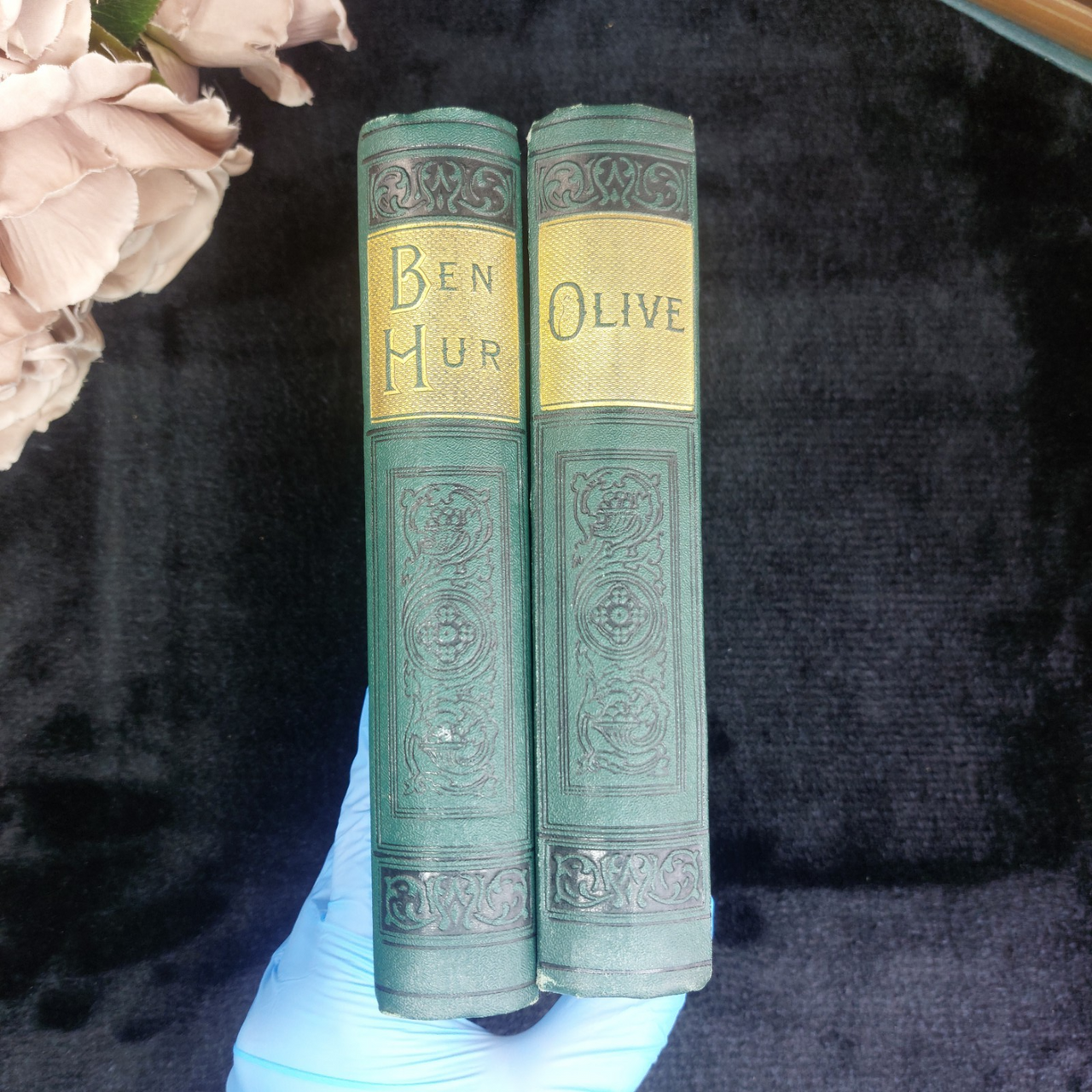 Wallace Ben-Hur & Mulock Olive Gilt Edge Books Antique Book 1903  Good Condition3