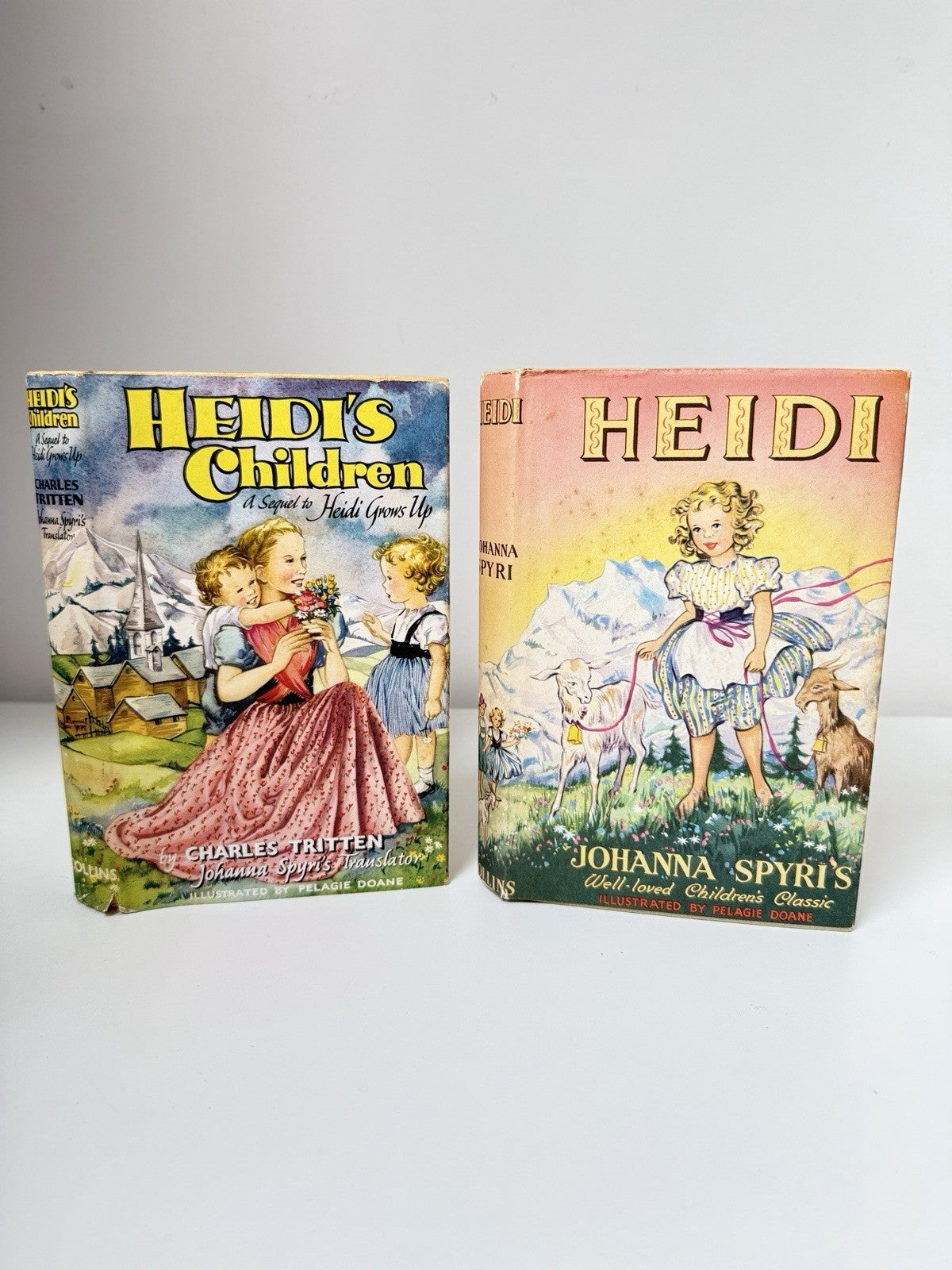 Collins Heidi &Heidi’s Children Illustrated Plague Doane 1973 1969 Book Set deco0
