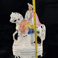 Thumbnail for 1800s Staffordshire Pottery Large Horse Rider Figure Hand Painted Antique seePic7