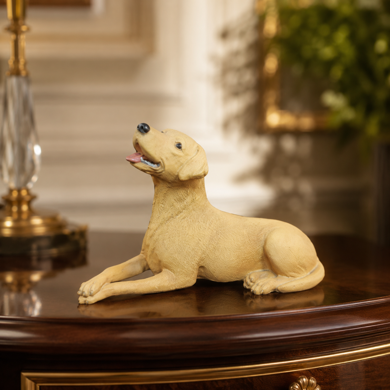 Dogs Yellow Galore Labrador Figurine Handcrafted UK Pottery Ornament decor.0