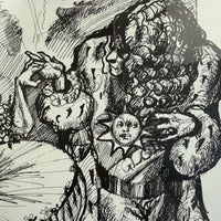 Thumbnail for Original Signed & Dated Pen & Ink Drawing Framed Lions & Goats Folk Art Picture10