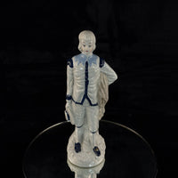 Thumbnail for Antique Porcelain decor Colonial Man Figurine White Blue Glaze 11