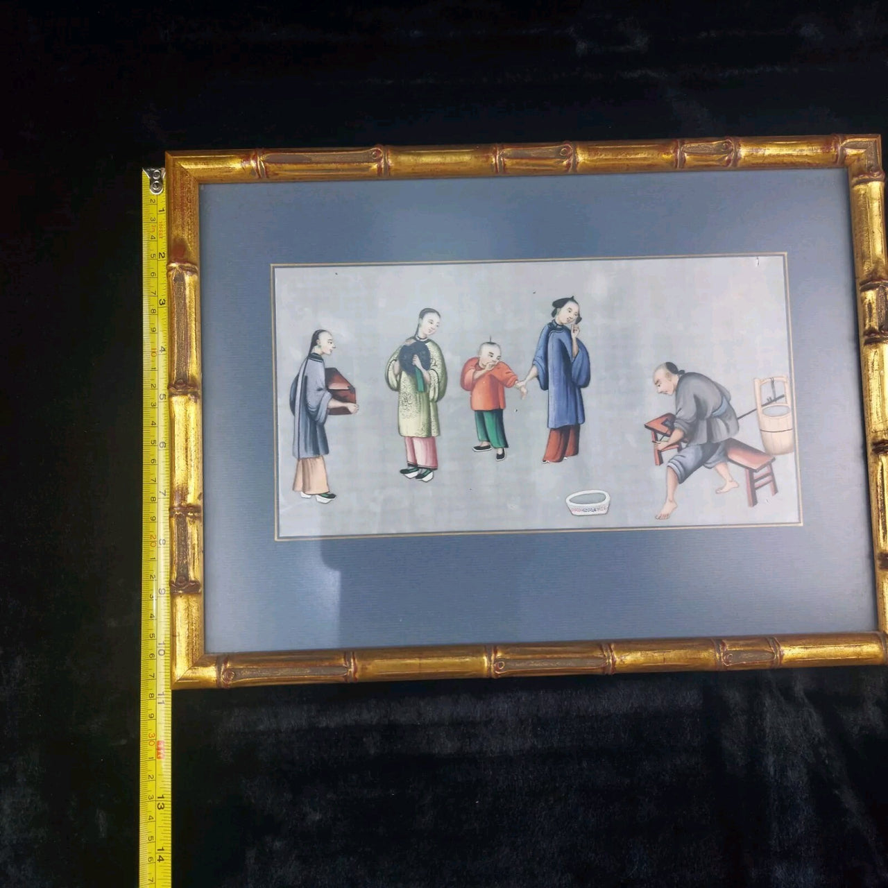 1800's Chinese Antique School Painting â Artisan Cutting Timber with Onlooker3