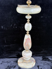 Thumbnail for Art Deco Green Onyx Marble Brass Pedestal Ashtray Stand Tobacciana home decor21