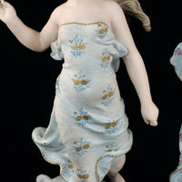Thumbnail for Augarten Vienna Porcelain Ladies Musician Figurines Lyre Pair Austria Antique se15