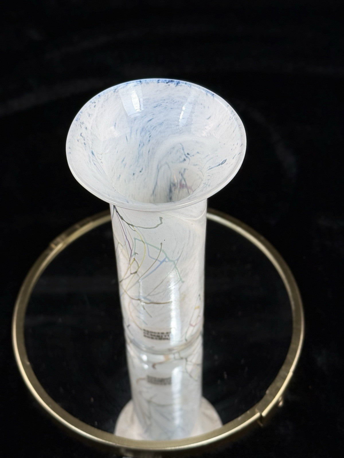 Snogebæk Bornholm Glashtte Art Glass Vase Denmark White Swirl 6.5” Signed Brand6