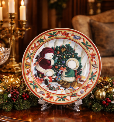 Collector Plate Princess House 2000 tree with Frosty Friends Boxed xmas decor0