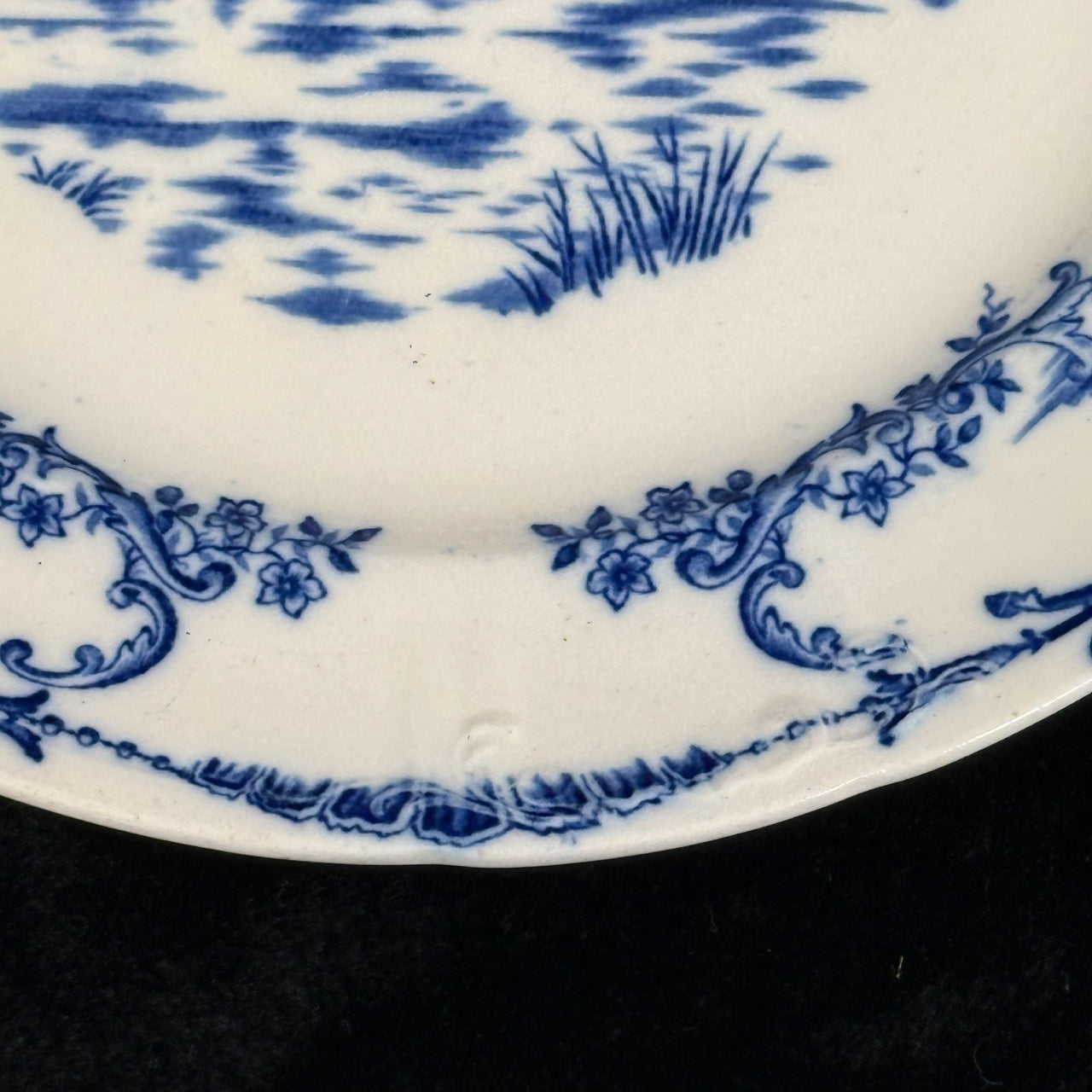 ANTIQUE Blue&White Delph Transferware Plates x3 1896 Sailboat Windmill Scene Set8
