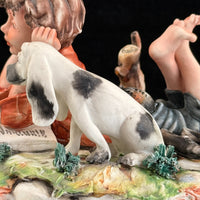 Thumbnail for Italian Capodimonte Figurine Boy Reading with Dog and Shoes bookshelf gift decor20