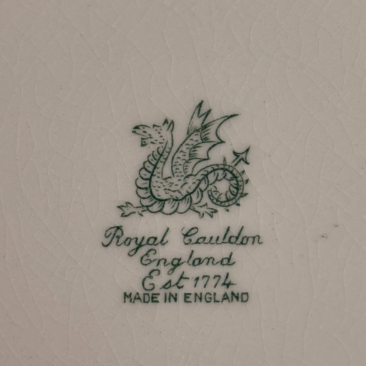 Royal Cauldon Antique Green Dragon Plates x6 England Ironstone c.1900s. 10.5" 3